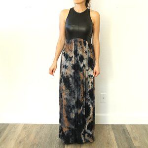 Love Culture Maxi Dress Pleather Tie Dye Black